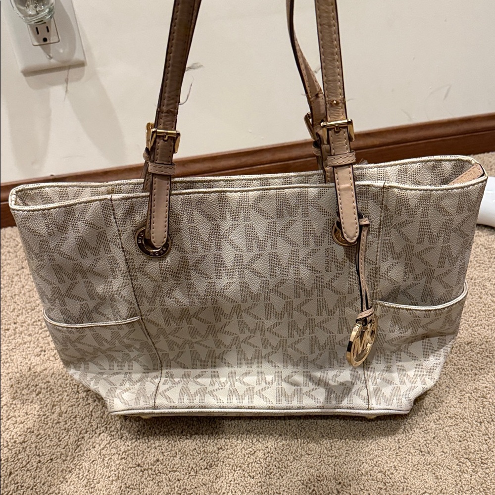 Michael Kors Tan and Brown Logo Tote